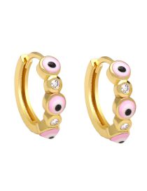 Fashion Pink Geometric Zirconium Oil Drop Eye Earrings