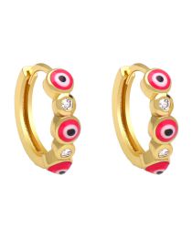 Fashion Rose Red Geometric Zirconium Oil Drop Eye Earrings