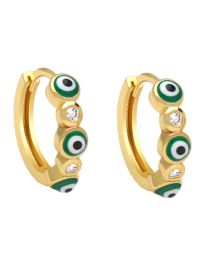 Fashion Green Geometric Zirconium Oil Drop Eye Earrings
