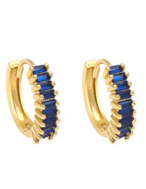 Fashion Blue Geometric Diamond Round Earrings
