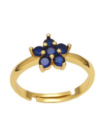 Fashion Blue Bronze Diamond Flower Open Ring