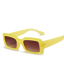 Fashion Jelly Yellow Frame Double Tea Tablets Small Square Frame Sunglasses