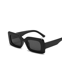 Fashion Bright Black Frame All Gray Small Square Frame Sunglasses