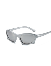 Fashion Silver Frame White Mercury Pc Cat Eye Large Frame Sunglasses