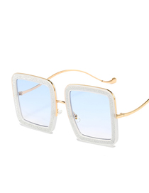 Fashion White Frame Blue Film Pc Glitter Frame Sunglasses