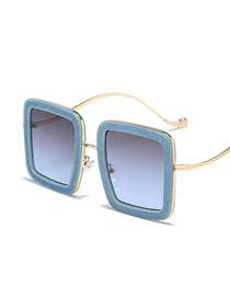 Fashion Blue Frame Blue Film Metal Pc Square Sunglasses
