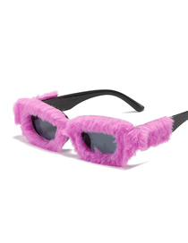 Fashion Purple Fur Plush Square Sunglasses