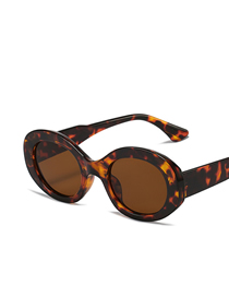 Fashion Leopard Frame Full Tea Tablets Pc Oval Sunglasses