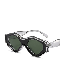 Fashion Transparent Gray Frame Dark Green Sheet Triangular Cat Eye Butterfly Sunglasses