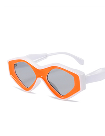 Fashion White And Orange Framed Grey Slices Triangular Cat Eye Butterfly Sunglasses
