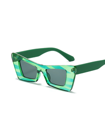 Fashion Green Striped Frame Gray Sheet Pc Cat Eye Large Frame Sunglasses