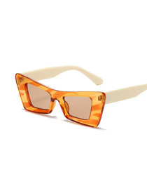 Fashion Yellow Striped Frame Light Tea Tablets Pc Cat Eye Large Frame Sunglasses