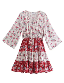 Fashion Suit Rayon Print Lace-up Dress