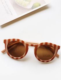 Fashion Striped Orange Pink Pc Oval Large Frame Sunglasses
