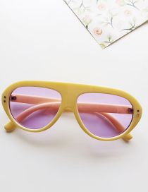 Fashion Yellow Frame Purple Tablets Pc Oval One Piece Sunglasses