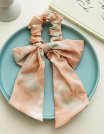 Fashion Orange Fabric Tie-dye Bow Knot Ribbon Pleated Hair Tie