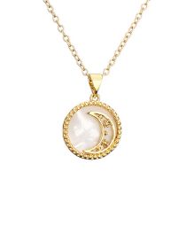 Fashion Moon Bronze Zirconium Shell Moon Necklace