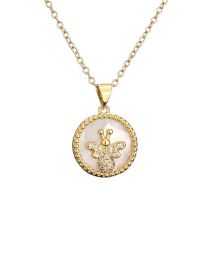 Fashion 6# Bronze Zirconium Shell Bee Necklace