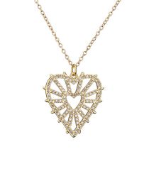 Fashion 5# Bronze Zirconium Geometric Heart Necklace