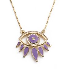 Fashion Purple Copper Gold Plated Oil Eye Necklace