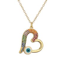 Fashion 1# Bronze Zirconium Heart Eye Necklace