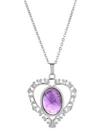 Fashion Purple Solid Copper Geometric Heart Protein Necklace