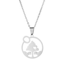 Fashion Silver Color Stainless Steel Hollow Tree Necklace