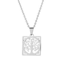 Fashion Silver Color Stainless Steel Geometric Tree Necklace
