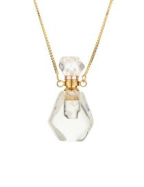 Fashion White Crystal Semi-precious Amethyst Pink Crystal Perfume Bottle Necklace