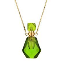 Fashion Transparent Green Semi-precious Amethyst Pink Crystal Perfume Bottle Necklace