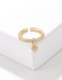 Fashion White Metal Diamond Heart Geometric Open Ring