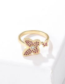Fashion Purple Bronze Zirconium Butterfly Open Ring