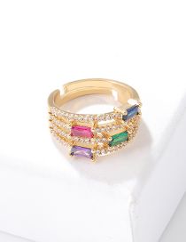 Fashion Multi-layer Fancy Diamond Ring Copper And Diamond Geometric Ring
