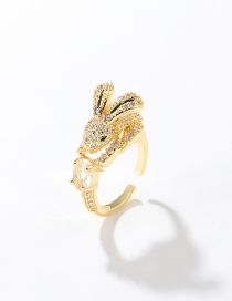 Fashion Rabbit 3d Ring Copper And Diamond Rabbit Three-dimensional Ring