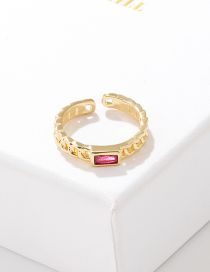 Fashion Red Zircon Chain Ring Brass Diamond Chain Open Ring