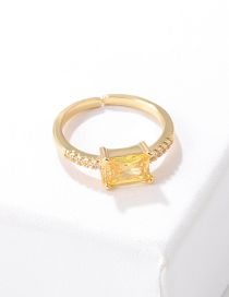 Fashion Orange Set With Zircon Brass Set Square Zirconium Geometric Ring