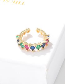 Fashion Color Brass Zirconium Heart Open Ring
