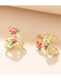 Fashion Gold Color Metal Oil Rose Ear Cuffs