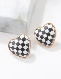 Fashion Checkerboard Heart Earrings Resin Checkerboard Heart Stud Earrings