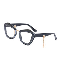 Fashion 3 Upper Black And Lower Sand Transparent Anti-blue Light Pc Cat Eye Large Frame Sunglasses