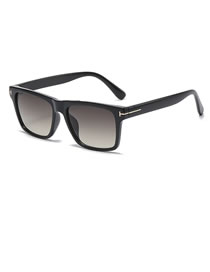 Fashion 8 Bright Black And Gray Tea Pc Square Large Frame Sunglasses