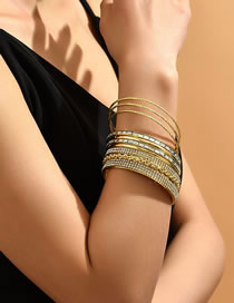 Fashion Gold Metal Rhinestone Multilayer Bracelet Set