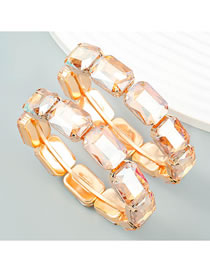 Fashion Gold Alloy Set Square Diamond Round Earrings