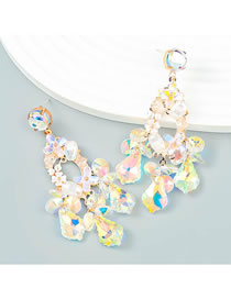 Fashion Ab Color Alloy Diamond Floral Drop Earrings
