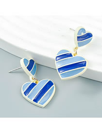 Fashion Blue Multilayer Alloy Drip Oil Stripe Love Stud Earrings