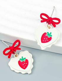 Fashion Strawberry Alloy Spray Paint Bow Heart Strawberry Stud Earrings