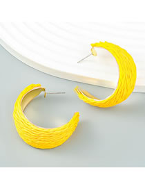 Fashion Yellow Alloy Raffia C-shaped Earrings