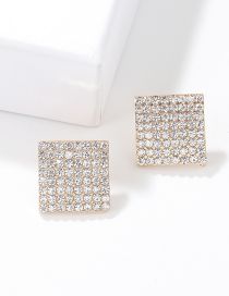 Fashion Square Full Drill Alloy Diamond Square Stud Earrings