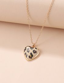 Fashion Leopard Print Heart Necklace Resin Leopard Heart Necklace