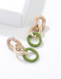 Fashion Green Acrylic Geometric Cutout Asymmetric Stud Earrings